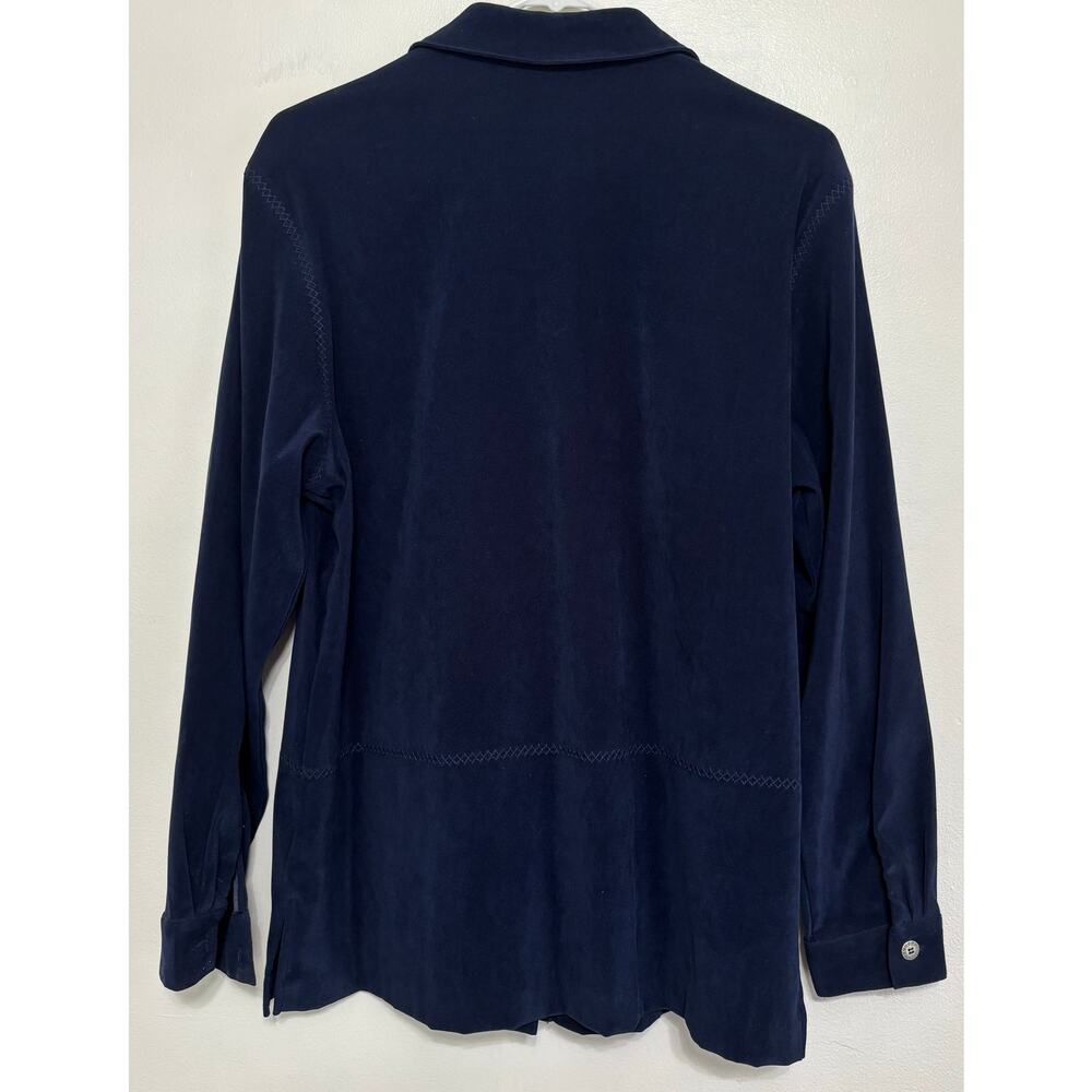 Alfred Dunner Navy Moleskin Button Shirt - Size 10 - Picture 2 of 7